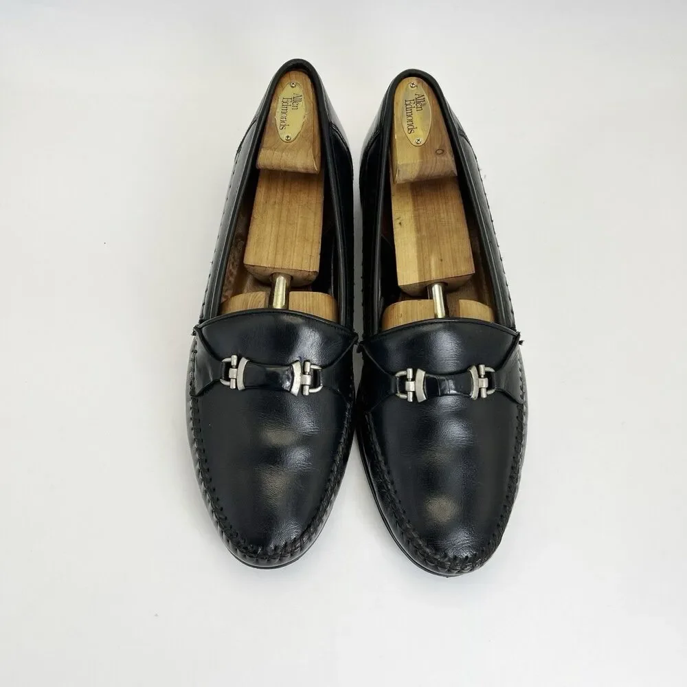 VOLARE by Carlo Leoni Bit Loafers Mens Sz 10.5 Black Leather Made Italy VTG 70s